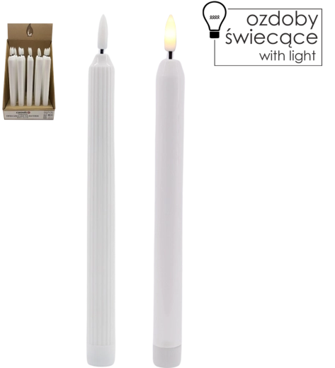 LED stearinlys på batteri 22,5 cm, varmt hvidt, mix af mønstre