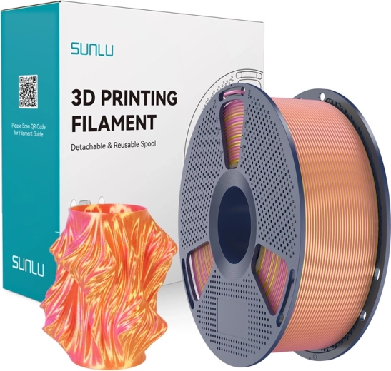Sunlu PLA+ Silk tofarvet filament til 3D-print pink og guld