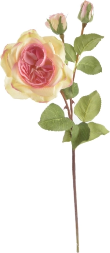 Kunstig rose gul/rosa 52 cm