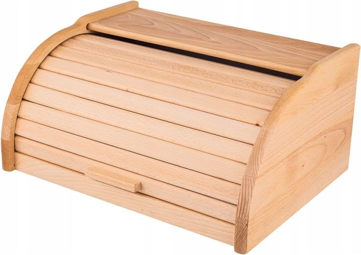 Brødkasse i træ med rullejalousi i lyst dekor 39 × 29 × 18 cm