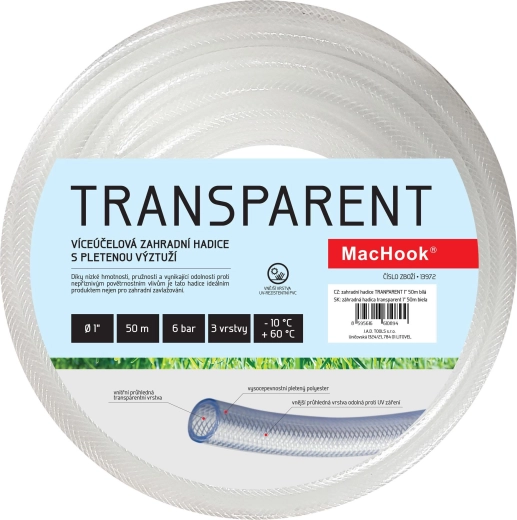 Gennemsigtig havslange 1″, 50 m, hvid