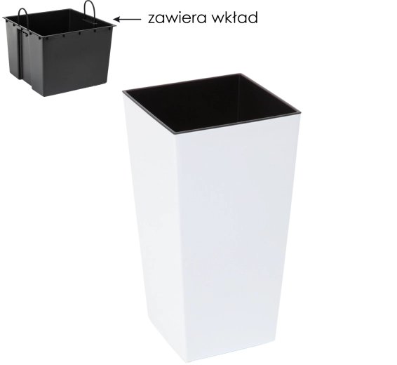 Blomsterkrukke Finezja med indsats 30 × 30 cm hvid højglans