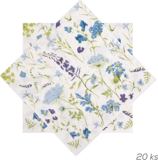 Papirservietter med blomstermotiv i lilla 33 × 33 cm 20 stk