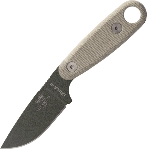 ESEE Izula II grøn halskniv med micarta‑skæfte og sort skede