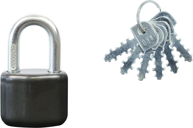 Hængelås med udtagelig bøjle, 6 nøgler, antracit