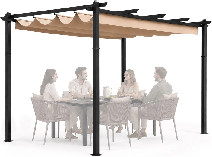 Havepergola MultiGarden 3 × 4 m med forskydeligt tag, beige