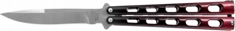 Sammenklappelig balisongkniv 9 cm sort‑rød i aluminium JOKER