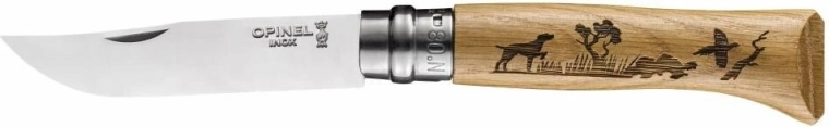 Opinel N°08 Inox Animalia Dog lommekniv, egetræ, 8,5 cm