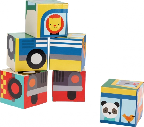 Petit Collage klodser med køretøjer og dyr