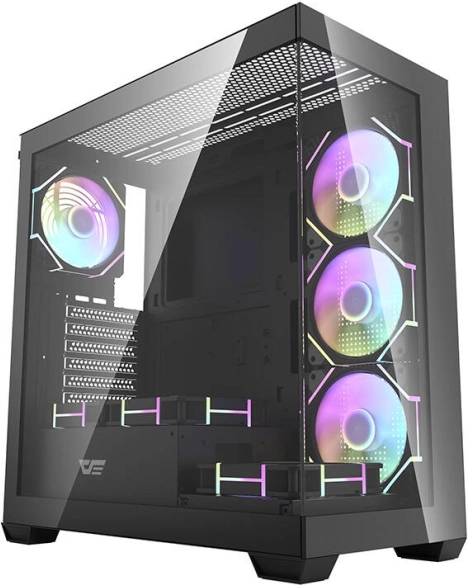 Computer kabinet Darkflash DS900, sort, med 7 ARGB-blæsere