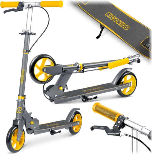 RICOKIDS Kodi sammenklappelig løbehjul til børn grå-orange med hånd- og fodbremse