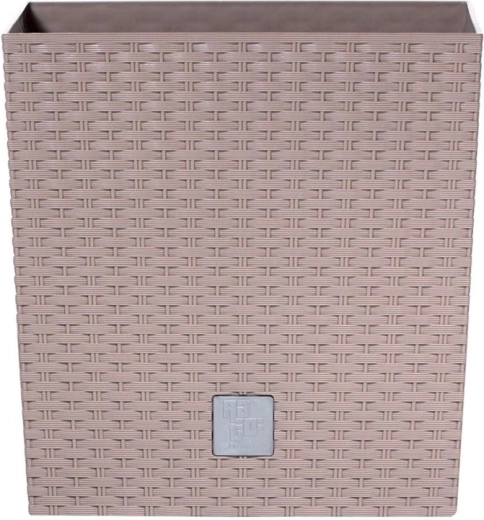 Blomsterkrukke Rato Low mocca med rattanlook og indsats