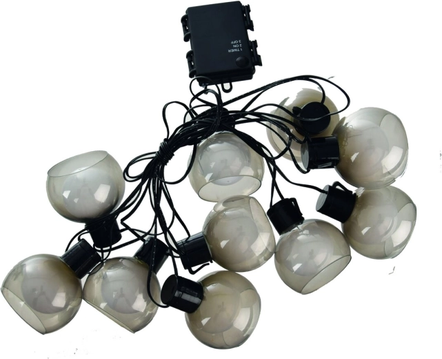 LED-lyskæde med glaskupler, gult lys, 2 m, 10 LED