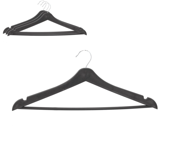 Sæt med 3 velourbøjler til tøj, 360° drejekrog, sort