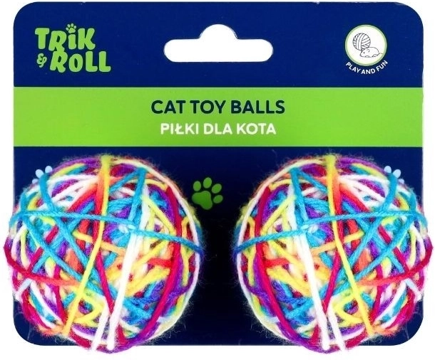 Bolde til katte af gummi og garn 6 cm - 2 stk.