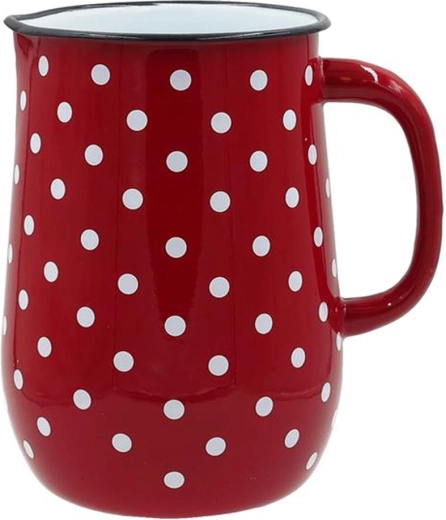 Emaljeret kande 2,5 l med prikker rød TORO