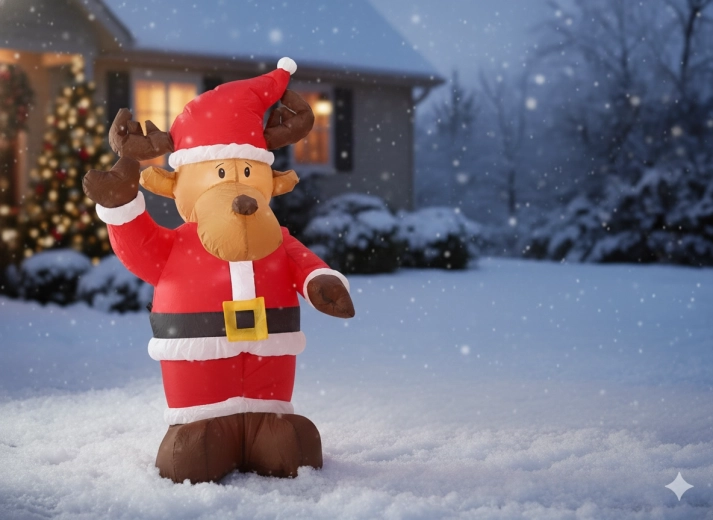 Oppustelig julerensdyr med LED-belysning 135 cm