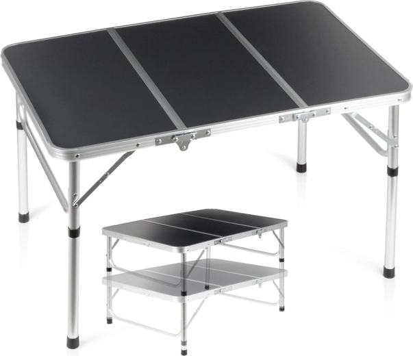 Sammenklappeligt campingbord Vilde 2-i-1 grafit 90 × 60 cm