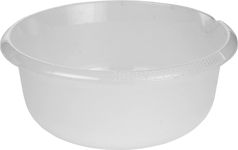Transparent rund skål med hældetud 36 cm, 9 l