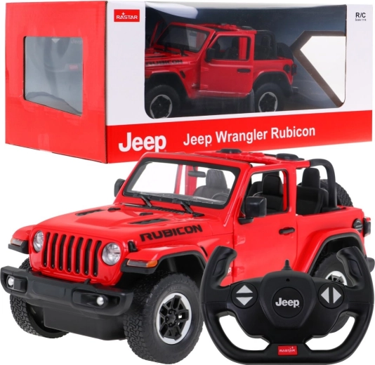 Rastar Jeep Wrangler Rubicon rød RC-bil 1:14 med fjernbetjening 2,4 GHz