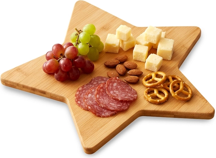 Træskærebræt i bambus til skæring og servering formet som en stjerne