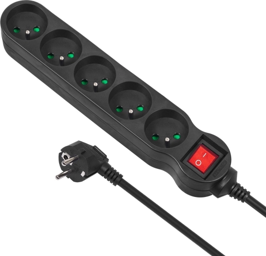 Strømfordeler 5g 1,4 m MCE183 2300W sort