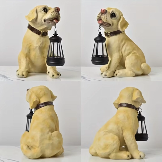 Solcelledrevet havelampe – dekorativ hund med LED-lanterne