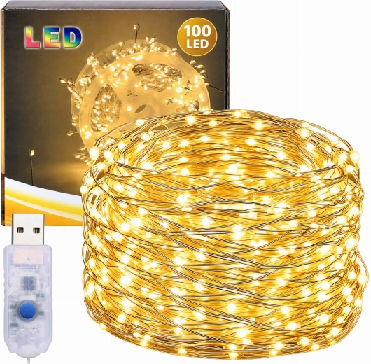 Julelyskæde på tråd med 100 LED-dioder, 3 m – 1 stk.