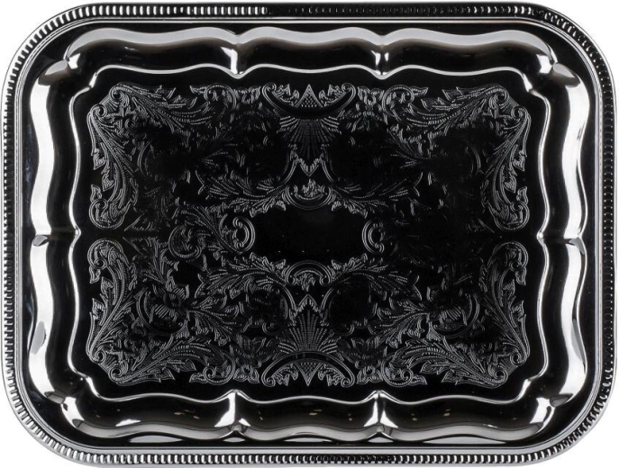 Firkantet serveringsbakke AKCENT 41 × 31 cm, krom