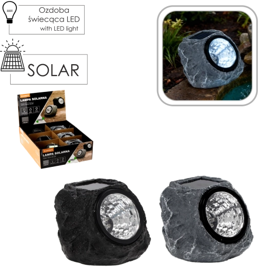 Solcelle-havelampe i stenlook 12,6 × 14,4 × 10 cm