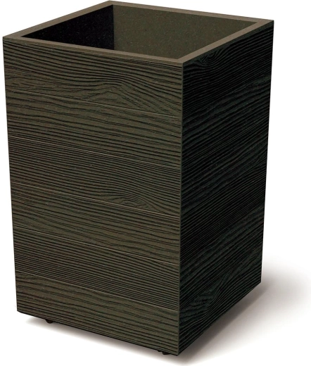 Plastblomsterkumme med indsats og hjul Prosperplast Madera Square 38,5 cm, trædekor