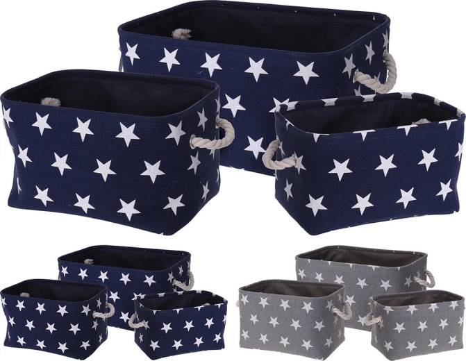 Tekstil opbevaringskurv M 33 × 23 × 20 cm, bomuld, farvemix