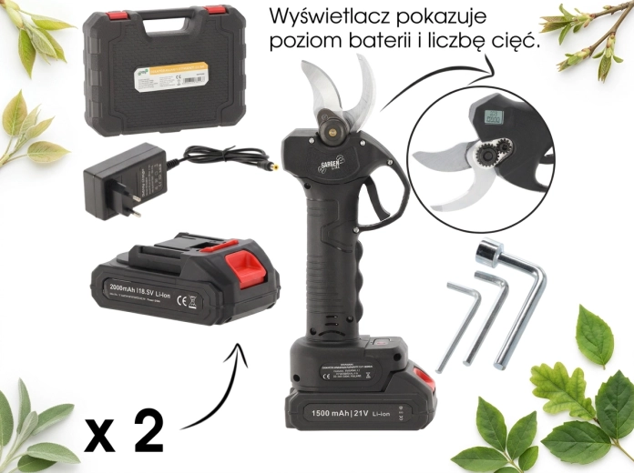 Batteridrevet havesaks 21 V, klip op til 30 mm