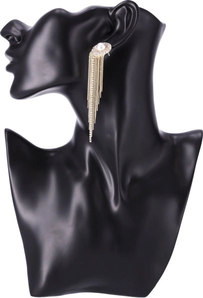 Lange øreringe med hængende krystaller - guld