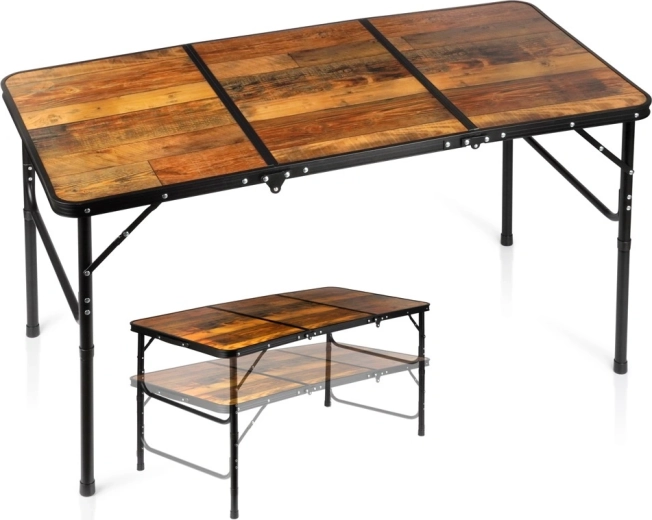 Sammenklappeligt campingbord Vilde 2-i-1 med justerbar højde 120 × 60 cm