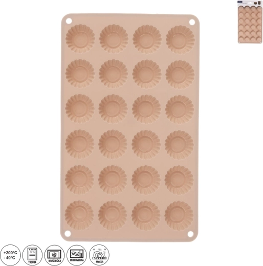 Silikoneform til mini-tarteletter 24 stk beige
