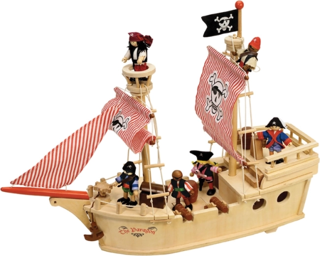 Tidlo piratskibåd i træ