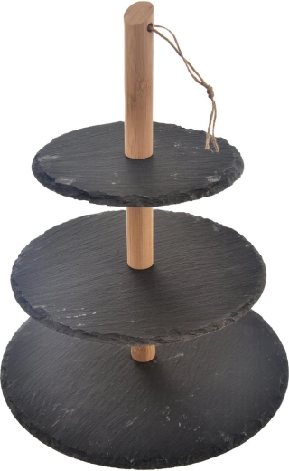 Treetagers serveringsstativ i skifer og træ 30 × 36 cm