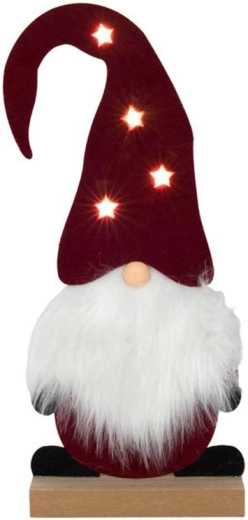 Filtet nissefigur med LED-lys 35 cm