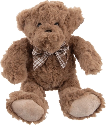 Plysjbamse i beige med sløjfe 20 cm