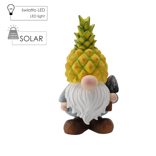 Havefigur ananas-nisse med solcelledrevet LED-lys 40 cm