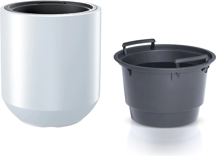 Plastikblomsterkrukke med indsats, hvid, diameter 39 cm