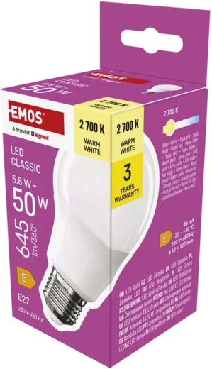 LED-pære Classic A60 E27 5,8 W varm hvid
