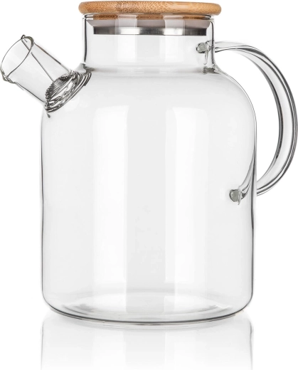 Glaskande til te og kaffe Rino 1,5 l med bambuslåg