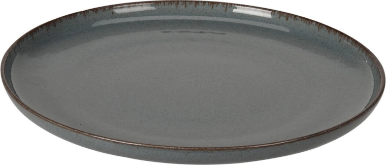 Porcelæn flad tallerken 27 cm med brun kant