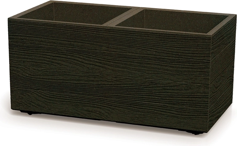 Plastblomsterkasse med træimitation 77 cm, kaffebrun, PROSPERPLAST Madera Case