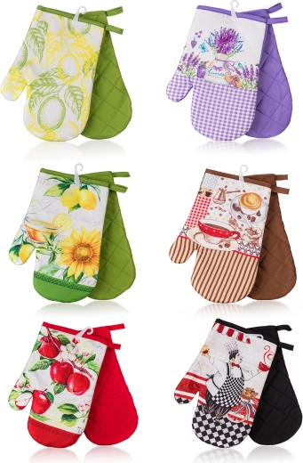 Køkken-grydelapper med strop 27 × 17 cm, sæt med 2 stk., mix af motiver