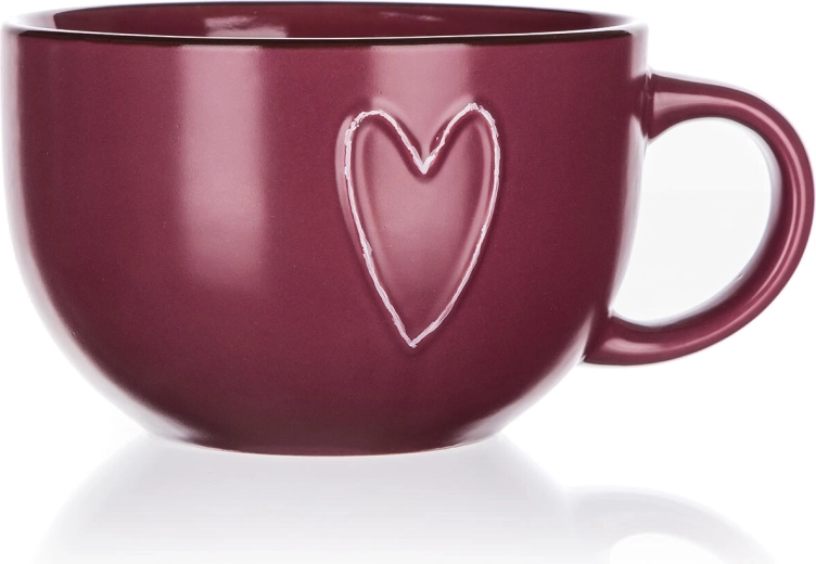 Keramisk jumbo-krus Heart 730 ml bordeaux