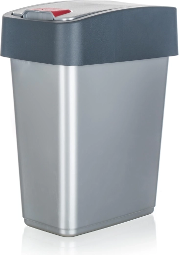 Vippeskraldespand 10 l – sølv/grå plast