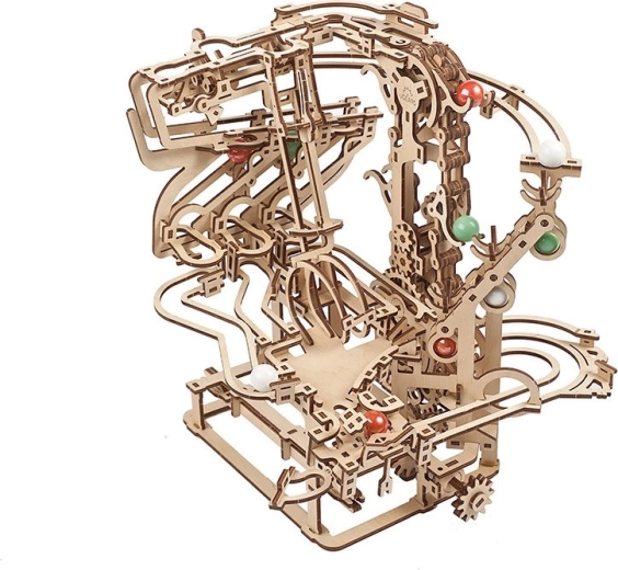 UGEARS mekanisk kuglebane i træ med kædetræk – 3D-puslespil
